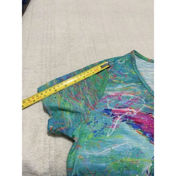 Leoma Lovegrove Shirt Womens Large Blue Red Fish Print Wearable Art - Picture 6 of 6